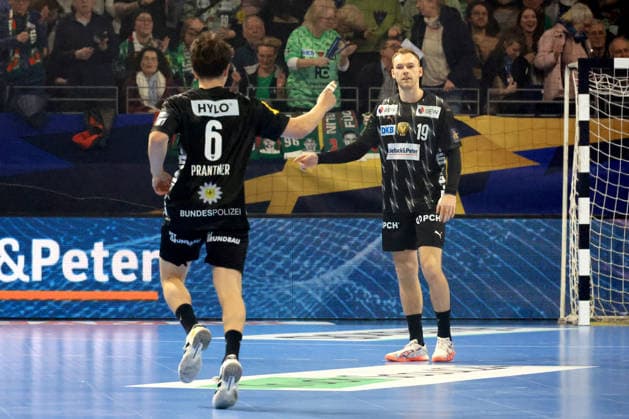 DEU, Machineseeker EHF Champions League, Fuechse Berlin vs HBC Nantes, 12 03 2026, Max Schmeling Halle, Berlin, DEU, Machineseeker EHF Champions League, Fuechse Berlin vs HBC Nantes, in the picture Prantner, Leo Fuechse Berlin 6 , Mathias Gidsel Fuechse Berlin 19 nordphotoxGmbHx xEngler nph00076