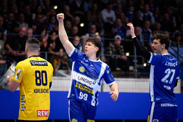 Tillman Leu ThSV Eisenach, 99 Jubel, Philipp Meyer ThSV Eisenach, 27 , Jannik Kohlbacher Rhein Neckar Loewen, 80 GER, ThSV Eisenach v Rhein Neckar Loewen, 1 Daikin Handballbundesliga, Handball, 25 Matchday, Season 2025 2026, 13 03 2026 GER, ThSV Eisenach v Rhein Neckar Loewen, 1 Daikin Handballbundesliga, Handball, 25 Matchday, Season 2025 2026, 13 03 2026 Eisenach Copyright: xEibner-Pressefoto MartinxHerbstx EP_MHT