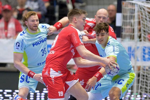 Reynir Thor Stefansson MT Melsungen 19 front , Tom Kiesler VfL Gummersbach 30 L , Arnar Freyr Arnarsson MT Melsungen 21 , Julian Koester VfL Gummersbach 7 R , GER, MT Melsungen VfL Gummersbach, Handball, 1 Bundesliga, 25 Matchday, Season 2025 2026, 13 03 2026, GER, MT Melsungen VfL Gummersbach, Handball, 1 Bundesliga, 25 Matchday, Season 2025 2026, 13 03 2026 Kassel Copyright: xEibner-Pressefotox xRolandxSippex EP_RSL