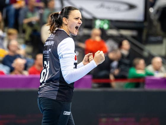 Nicole Roth HSG Blomberg Lippe, 61 cheers loudly, Borussia Dortmund vs HSG Blomberg Lippe, Handball, DHB Pokal Haushahn Final 4, Season 2025 2026, 14 03 2026 Borussia Dortmund vs HSG Blomberg Lippe, Handball, DHB Pokal Haushahn Final 4, Season 2025 2026, 14 03 2026 Stuttgart Copyright: xMichaelxSchmidt Eibner-Pressefotx EP_MST