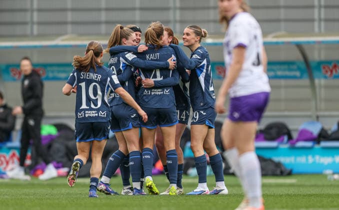 GER, Hoffenheim, TSG Hoffenheim vs SGS Essen, Google Pixel Womens Bundesliga, Football, DFB, Season 2025 2026, Dietmar Hopp Stadium, 20 Matchday in picture Lisann Kaut TSG Hoffenheim Women 4 scores the 2 0, in goal, Cheers and joy, Emotions, Selina Cerci TSG Hoffenheim Women 29 DFB DFL REGULATIONS PROHIBIT ANY USE OF PHOTOGRAPHS AS IMAGE SEQUENCES AND OR QUASI VIDEO, 15 03 2026 Copyright: HMBxMedia HendrikxHamelau