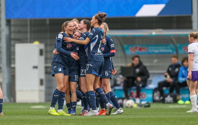 GER, Hoffenheim, TSG Hoffenheim vs SGS Essen, Google Pixel Womens Bundesliga, Football, DFB, Season 2025 2026, Dietmar Hopp Stadium, 20 Matchday in picture Lisann Kaut TSG Hoffenheim Women 4 scores the 2 0, in goal, cheers and joy, emotions DFB DFL REGULATIONS PROHIBIT ANY USE OF PHOTOGRAPHS AS IMAGE SEQUENCES AND OR QUASI VIDEO, 15 03 2026 Copyright: HMBxMedia HendrikxHamelau