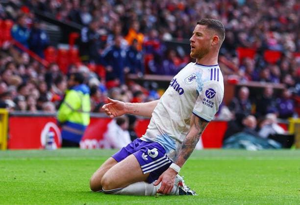 Ross Barkley of Aston Villa celebrates scoring a goal to make it 1-1 Manchester United, ManU v Aston Villa, Premier League, Football, Old Trafford, Manchester, UK - 15 Mar 2026Manchester Old Trafford United Kingdom EDITORIAL USE ONLY No use with unauthorised audio, video, data, fixture lists, club league logos or live services. Online in-match use limited to 120 images, no video emulation. No use in betting, games or single club league player publications. Copyright: xMattxWest Shutterstockx 16757312x