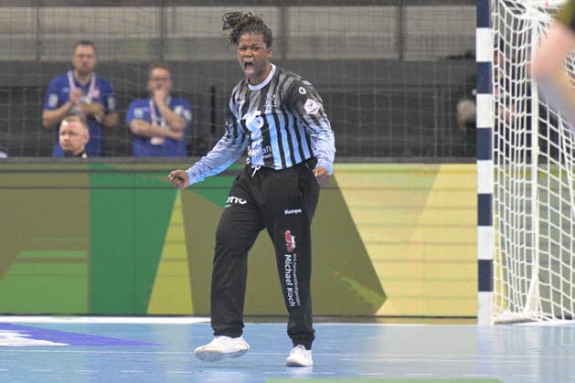 Vanessa Fehr HSG Bensheim Auerbach, 16 in goal Cheering after save goal HSG Bensheim Auerbach vs BVB Borussia Dortmund Handball, Handball, Women, DHB Pokal Haushahn Final 4, Final, Season 2025 2026, 15 03 2026 HSG Bensheim Auerbach vs BVB Borussia Dortmund Handball, Handball, Women, DHB Pokal Haushahn Final 4, Final, Season 2025 2026, 15 03 2026 Stuttgart Copyright: xEibner-Pressefoto TobiasxBaurx EP_TBR