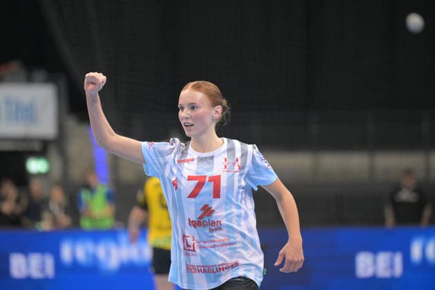 Jule Polsz HSG Bensheim Auerbach, 71 Cheers after the goal HSG Bensheim Auerbach vs BVB Borussia Dortmund Handball, Handball, Women, DHB Pokal Haushahn Final 4, Final, Season 2025 2026, 15 03 2026 HSG Bensheim Auerbach vs BVB Borussia Dortmund Handball, Handball, Women, DHB Pokal Haushahn Final 4, Final, Season 2025 2026, 15 03 2026 Stuttgart Copyright: xEibner-Pressefoto TobiasxBaurx EP_TBR