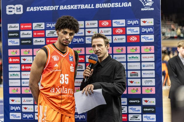 Roman Bedime NINERS Chemnitz, 35 in interview, GER, Rostock Seawolves vs NINERS Chemnitz, easycredit BBL, Basketball, Bundesliga, 24 Matchday, Season 2025 2026, 15 03 2026 GER, Rostock Seawolves vs NINERS Chemnitz, easycredit BBL, Basketball, Bundesliga, 24 Matchday, Season 2025 2026, 15 03 2026 Rostock Copyright: xEibner-Pressefoto DenverxEhrlichx EP_DEH