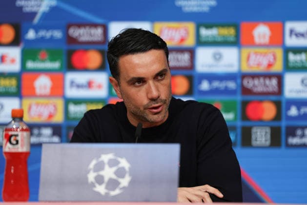 Raffaele Palladino Atalanta Bergamo, Head coach at the press conference, GER, International press conference, Atalanta Bergamo, Football, UEFA Champions League, Round of 16, Second leg, 2025 2026 season, 17 03 2026, GER, International press conference, Atalanta Bergamo, Football, UEFA Champions League, Round of 16, Second leg, 2025 2026 season, 17 03 2026 Munich Copyright: xEibner-Pressefoto JennixMaulx EP_JML