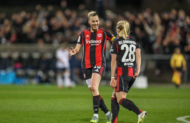 GER, Frankfurt, Eintracht Frankfurt vs TSG Hoffenheim, Google Pixel Bundesliga, Football, DFB, Season 2025 2026, Stadion am Brentanobad, 15 Matchday in picture Rebecka Blomqvist Eintracht Frankfurt Women 28 scores the 2 0, Goal, Cheers and joy, Emotions DFB DFL REGULATIONS PROHIBIT ANY USE OF PHOTOGRAPHS AS IMAGE SEQUENCES AND OR QUASI VIDEO, 18 03 2026 Copyright: HMBxMedia HendrikxHamelau