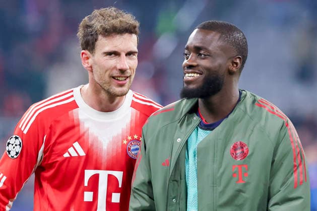 Leon Goretzka FC Bayern Muenchen and Dayot Upamecano FC Bayern Muenchen smile, UEFA Champions League 2025 26 Round of 16 Second Leg, FC Bayern Munich v Atalanta BC, Football Arena Munich on March 18, 2026 in Munich, Germany Photo by Marco Steinbrenner DeFodi Images Leon Goretzka FC Bayern Muenchen and Dayot Upamecano FC Bayern Muenchen smile, UEFA Champions League 2025 26 Round of 16 Second Leg, FC Bayern München v Atalanta BC, Football Arena Munich, March 18, 2026 in Munich, Germany Photo by Marco Steinbrenner DeFodi Images