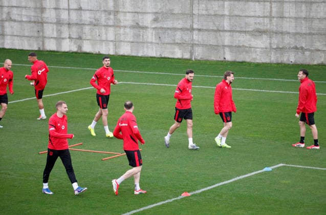 FIFA World Cup, WM, Weltmeisterschaft, Fussball UEFA Qualifiers Poland vs Albania, in Tirana, Albania, 23 March 2026. Albanian national team, Nationalteam football players attends a training session in Tirana on March 23, 2026, on the eve of the FIFA World Cup 2026 qualifier semi-final football match between Poland and Albania in Warsaw, Poland. Light Studio Agency Malton Dibra TIRANE ALBANIA Copyright: xMaltonxDibrax