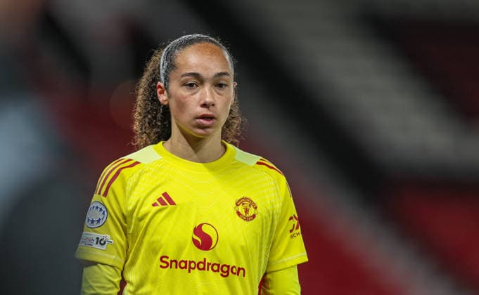 GBR, Manchester, Manchester United vs Bayern Munich, WomenÂs Champions League, Football, UEFA, Season 2025 2026, Old Trafford, Quarter-final, First leg in picture Phallon Tullis Joyce Manchester United Women 91 DFB DFL REGULATIONS PROHIBIT ANY USE OF PHOTOGRAPHS AS IMAGE SEQUENCES AND OR QUASI VIDEO, 25 03 2026 Copyright: HMBxMedia HendrikxHamelau