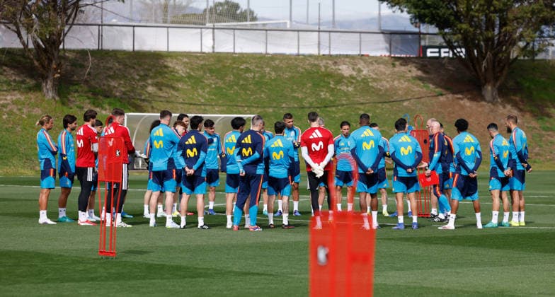 March 26, 2026, Las Rozas, Madrid, Spain: Players of Spain during the training session of Spain Team ahead of the International Friendly, Länderspiel, Nationalmannschaft match against Serbia at Ciudad del Futbol on March 26, 2026, in Las Rozas, Madrid, Spain. Las Rozas Spain - ZUMAa181 20260326_zaa_a181_009 Copyright: xDennisxAgyemanx