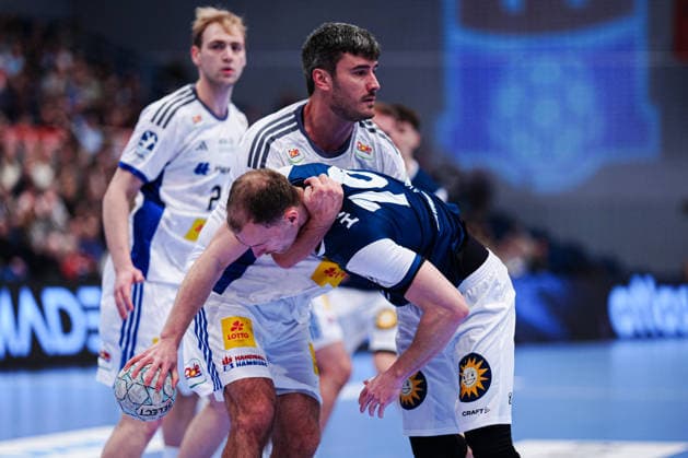 Jacob Lassen Handball Sport Verein Hamburg, 09 , Fynn Hangstein Bergischer HC, 10 GER, Handball Sport Verein Hamburg vs Bergischer HC, Handball, 1 Bundesliga, Matchday 26, Season 2025 2026, 26 03 2026 GER, Handball Sport Verein Hamburg vs Bergischer HC, Handball, 1 Bundesliga, Matchday 26, Season 2025 2026, 26 03 2026 Hamburg Copyright: xEibner-Pressefoto MarcelxvonxFehrnx EP_MFN