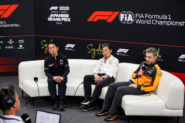 F1 - JAPANESE GRAND PRIX 2026 WATANABE Koji (jap), President of Honda Racing Corporation, portrait KOMATSU Ayao (jpn), Team Principal of TGR Haas F1 Team, portrait STELLA Andrea (ita), Team Principal of McLaren F1 Team, portrait press conference, PK, Pressekonferenz during the Formula 1 Japanese Grand Prix 2026, 3rd round of the 2026 Formula One World Championship, WM, Weltmeisterschaft from March 27 to 29, 2026 on the Suzuka Circuit, in Suzuka, Japan - SuzukaJapan Copyright: xXavixBonillax
