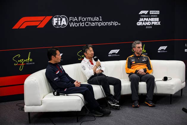 F1 - JAPANESE GRAND PRIX 2026 KOMATSU Ayao (jpn), Team Principal of TGR Haas F1 Team, portrait WATANABE Koji (jap), President of Honda Racing Corporation, portrait STELLA Andrea (ita), Team Principal of McLaren F1 Team, portrait press conference, PK, Pressekonferenz during the Formula 1 Japanese Grand Prix 2026, 3rd round of the 2026 Formula One World Championship, WM, Weltmeisterschaft from March 27 to 29, 2026 on the Suzuka Circuit, in Suzuka, Japan - SuzukaJapan Copyright: xXavixBonillax