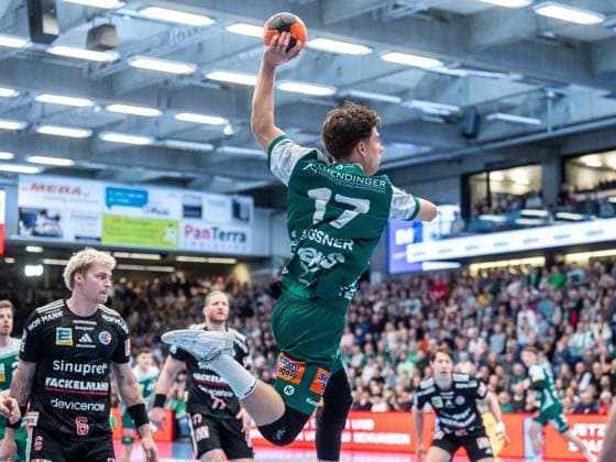 Tim Gossner Frisch Auf Goeppingen, 17 from outside, Frisch Auf Goeppingen vs HC Erlangen, Handball, 1 Bundesliga, Men, Season 2025 2026, 29 03 2026, Frisch Auf Goeppingen vs HC Erlangen, Handball, 1 Bundesliga, Men, Season 2025 2026, 29 03 2026 Goeppingen Copyright: xEibner-Pressefoto MichaelxSchmidx EP_MST