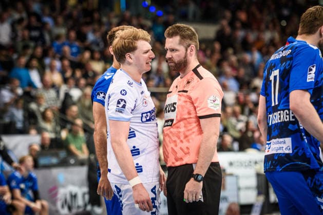 Lukas Hutecek TBV Lemgo Lippe, 02 visibly unhappy with the decision of the referee GER, TVB Stuttgart TBV Lemgo Lippe, DAIKIN HBL, Handball, Bundesliga, Matchday 26, Season 2025 2026, 29 03 2026 GER, TVB Stuttgart TBV Lemgo Lippe, DAIKIN HBL, Handball, Bundesliga, Matchday 26, Season 2025 2026, 29 03 2026 Stuttgart Copyright: xSandyxDinkelackerx EP_SDR