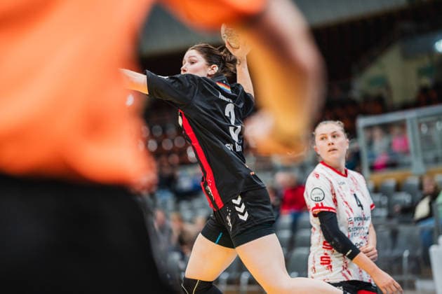 Dana Gruner TSV Bayer 04 Leverkusen, 03 on jump shot TSV Bayer 04 Leverkusen vs TG Nuertingen, Handball, 2 Handball Bundesliga, 22 Matchday, Season 2025 26, 29 03 2026, TSV Bayer 04 Leverkusen vs TG Nuertingen, Handball, 2 HBL, 22 Matchday, Season 2025 26, 29 03 2026 Leverkusen Copyright: xEibner-Pressefoto LukasxBaldygax EP_LBA