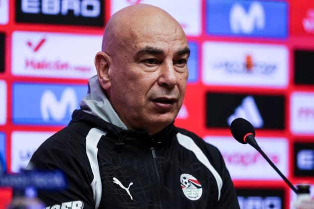 March 30, 2026, Cornella, Barcelona, SPAIN: Hossam Hassan, head coach of Egypt attends the press conference, PK, Pressekonferenz ahead of the International Friendly, Länderspiel, Nationalmannschaft football match against Spain at RCDE Stadium on March 30, 2026 in Cornella, Spain. Egypt Team Press Conference - International Friendly - ZUMAa181 20260330_zaa_a181_056 Copyright: xJavierxBorregox