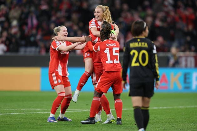 GER, Munich, Bayern Munich vs Manchester United, WomenÂs Champions League, Football, UEFA, 2025 2026 season, Allianz Arena, quarter-final, second leg in picture Glodis Perla Viggosdottir Bayern Munich 4 , goal, joy, jubilation and emotion, goal scored DFB DFL REGULATIONS PROHIBIT ANY USE OF PHOTOGRAPHS AS IMAGE SEQUENCES AND OR QUASI VIDEO, 01 04 2026 Copyright: HMBxMedia HendrikxHamelau