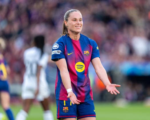 Spain-Football-Women Champions League - FC Barcelona, Barca v Real Madrid CF in Barcelona, Spain. Barcelona, Spain, 2, April, 2026. FC Barcelona player (17) Ewa Pajor reacts during Women Champions League match between FC Barcelona and Real Madrid CF in Spotify Camp Nou Stadium, Barcelona, Spain, on April 2, 2026. Barcelona Spotify Camp Nou Stadium Barcelona Spain