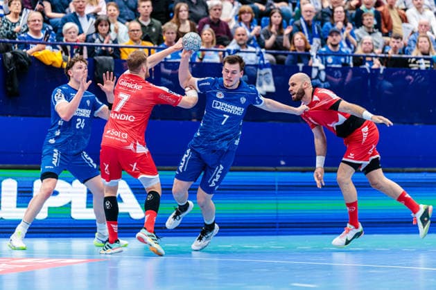 f l Joel Willecke TBV Lemgo Lippe, 24 , David Mandic MT Melsungen, 07 , Jan Mudrow TBV Lemgo Lippe, 07 , Adrian Sipos MT Melsungen, 08 GER, TBV Lemgo Lippe vs MT Melsungen, Handball, 1 Bundesliga, Matchday 27, Season 2025 2026, 04 04 2026 GER, TBV Lemgo Lippe vs MT Melsungen, Handball, 1 Bundesliga, Matchday 27, Season 2025 2026, 04 04 2026 Lemgo Copyright: xEibner-Pressefoto JanxRollingerx EP_JSK