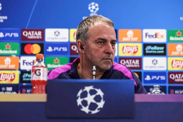 April 7, 2026, Sant Joan Despi, Barcelona, SPAIN: Hansi Flick, head coach of FC Barcelona, Barca attends his press conference, PK, Pressekonferenz during the training day of FC Barcelona ahead the UEFA Champions League 2025 26, Quarter-finals First Leg, football match against Atletico de Madrid at Ciudad Esportiva Joan Gamper on April 07, 2026 in Sant Joan Despi, Barcelona, Spain. Sant Joan Despi SPAIN - ZUMAa181 20260407_zaa_a181_081 Copyright: xJavierxBorregox