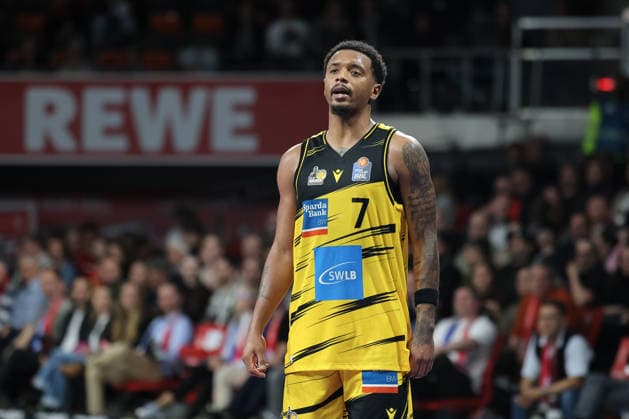 Elijah Hughes MHP Riesen Ludwigsburg, 07 , GER, FC Bayern Basketball vs MHP Riesen Ludwigsburg, Basketball, easycredit Basketball Bundesliga, Matchday 13, Season 2025 2026, 14 04 2026, GER, FC Bayern Basketball vs MHP Riesen Ludwigsburg, Basketball, easycredit Basketball Bundesliga, Matchday 13, Season 2025 2026, 14 04 2026 Muenchen Copyright: xEibner-Pressefoto JennixMaulx EP_JML