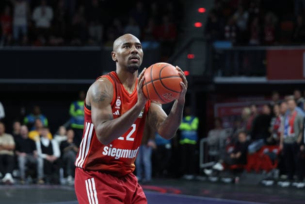 Isiaha Mike FC Bayern Basketball, 22 , GER, FC Bayern Basketball vs MHP Riesen Ludwigsburg, Basketball, easycredit Basketball Bundesliga, Matchday 13, Season 2025 2026, 14 04 2026, GER, FC Bayern Basketball vs MHP Riesen Ludwigsburg, Basketball, easycredit Basketball Bundesliga, Matchday 13, Season 2025 2026, 14 04 2026 Muenchen Copyright: xEibner-Pressefoto JennixMaulx EP_JML