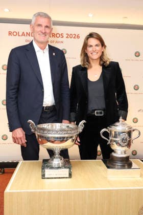 Amélie Mauresmo, Gilles Moretton lors de la conférence de presse du tournoi de tennis du Grand Chelem de Roland-Garros 2026, au stade Roland-Garros à Paris, France, le 16 avril 2026. Jack Tribeca Bestimage press conference, PK, Pressekonferenz of the tennis Grand Slam of Roland Garros 2026, at Roland Garros Stadium, in Paris, France, on April 16, 2026. Paris France Copyright: xJackxTribecax xBestimagexJackxTribecax xBestimagex