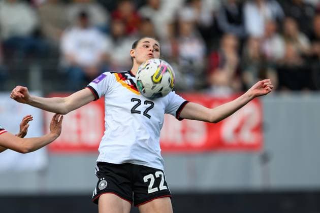 WOMEN SOCCER - FIFA World Cup, WM, Weltmeisterschaft, Fussball 2027, quali, AUT vs GER RIED,AUSTRIA,18.APR.26 - WOMEN SOCCER - FIFA Women s World Cup 2027, european qualifiers, OEFB international match, Länderspiel, Nationalmannschaft Austria vs Germany. Image shows Jule Brand (GER). GEPAxpictures xChristianxMoser