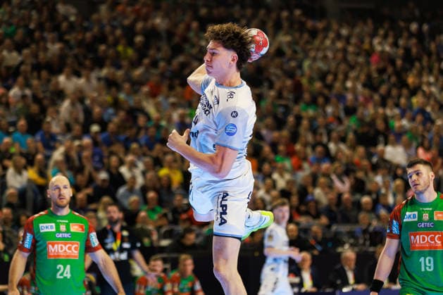 Joel WILLECKE TBV Lemgo Lippe, 24 scores a goal, Action, Goal throw GER, TBV Lemgo Lippe vs SC Magdeburg, Handball, DHB Pokal, LIDL Final4, Match for 3rd place, Match time 2025 2026, 19 04 2026, GER, TBV Lemgo Lippe vs SC Magdeburg, Handball, DHB Pokal, LIDL Final4, Match for 3rd place, Match time 2025 2026, 19 04 2026, Cologne Copyright: xEibnerxPressefoto OliverxSchmidtx EP_OST