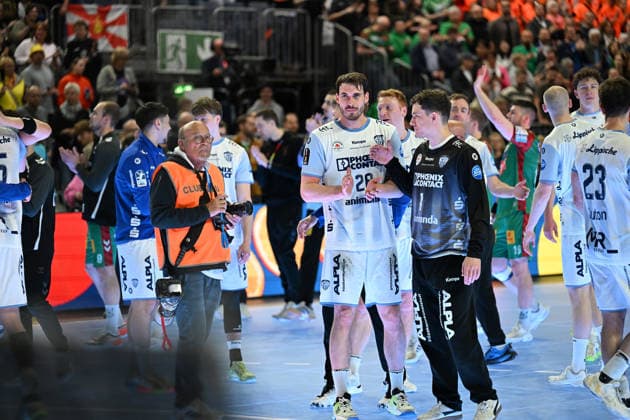GER, Lanxess Arena Koeln, HBL, LIDL FINAL4, Men, match for 3rd place, TBV Lemgo Lippe vs SC Magdeburg 19 04 2026, Lanxess Arena , Koeln , GER, Lanxess Arena Koeln, HBL, LIDL FINAL4, Men, match for 3rd place, TBV Lemgo Lippe vs SC Magdeburg , in the picture after the end of the match the Lemgo team is happy about the victory and 3rd place nordphotoxGmbHx xMeuter nph00351