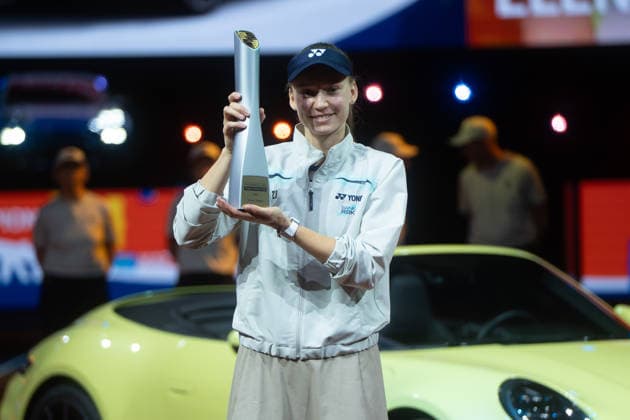 Winner Elena Rybakina KAZ pictured with winners trophy in front of Porsche 911, joy, jubilation, emotion, GER, Elena Rybakina vs Karolina Muchova, Tennis, ATP Tournament, WTA 500, Porsche Tennis Grand Prix, Final, 19 04 2026, GER, Elena Rybakina vs Karolina Muchova, Tennis, ATP Tournament, WTA 500, Porsche Tennis Grand Prix, Final, 19 04 2026, Stuttgart Copyright: xEibner-Pressefoto EdwardxCheungx EP_ECG