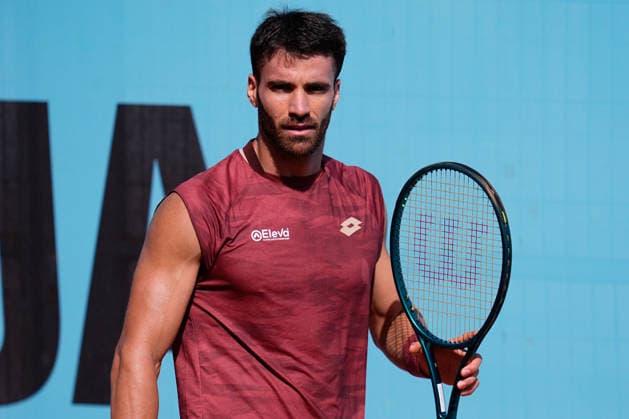 April 20, 2026, Madrid, Madrid, Spain: Andrea Pellegrino of Italy looks on against Martin Damm of USA during the Mutua Madrid Open 2026, ATP, Tennis Herren Masters 1000 and WTA, Tennis Damen 1000, at La Caja Magica on April 20, 2026 in Madrid, Spain. Mutua Madrid Open 2026 - Day 1 - ZUMAa181 20260420_zaa_a181_081 Copyright: xDennisxAgyemanx