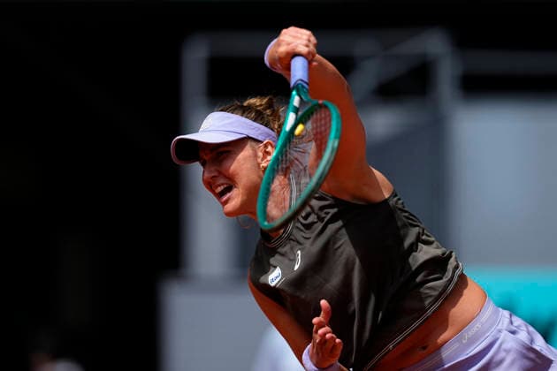 April 21, 2026, Madrid, Madrid, Spain: Beatriz Haddad Maia of Brazil plays against Jessica Bouzas of Spain during the Mutua Madrid Open 2026, ATP, Tennis Herren Masters 1000 and WTA, Tennis Damen 1000, at La Caja Magica on April 21, 2026 in Madrid, Spain. Madrid Spain - ZUMAa181 20260421_zaa_a181_094 Copyright: xOscarxJ.xBarrosox