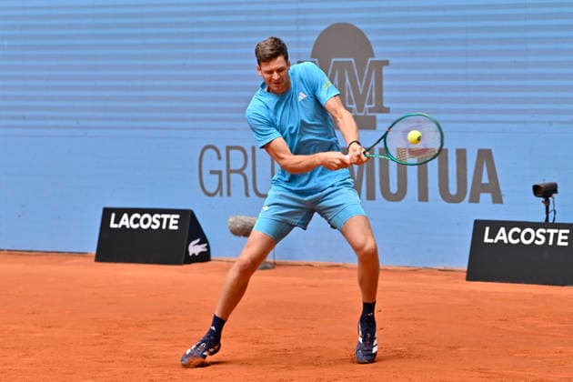 April 24, 2026, Madrid, Madrid, Spain: HUBERT HURKACZ of Poland †WILSON during the Mutua Madrid Open 2026, ATP, Tennis Herren Masters 1000 and WTA, Tennis Damen 1000 tennis tournament, celebrated at Caja Magica on April 24, 2026 in Madrid, Spain. Madrid Spain - ZUMAc312 20260424_zsp_c312_260 Copyright: xOscarxManuelxSanchezx