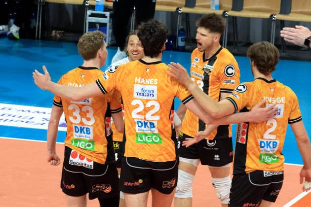 DEU, DVV, 1 VBL, BR Volleys vs Friedrichshafen, 26 04 2026, Max Schmeling Halle, Berlin, DEU, DVV, 1 VBL, BR Volleys vs Friedrichshafen, in the picture BR Volleys players circle nordphotoxGmbHx xEngler nph00076