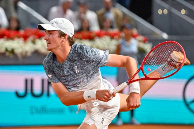 April 26, 2026, Madrid, Madrid, Spain: JOAO FONSECA of Brazil during the Mutua Madrid Open 2026, ATP, Tennis Herren Masters 1000 and WTA, Tennis Damen 1000 tennis tournament, celebrated at Caja Magica on April 26, 2026 in Madrid, Spain. Mutua Madrid Open 2026 - Day 7 (04.26.26) - ZUMAc312 20260426_zsp_c312_277 Copyright: xOscarxManuelxSanchezx