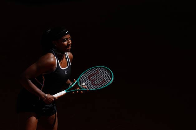 April 27, 2026, Madrid, Madrid, Spain: Hailey Baptiste of USA in action against Belinda Bencic of Switzerland during the Mutua Madrid Open 2026, ATP, Tennis Herren Masters 1000 and WTA, Tennis Damen 1000, at La Caja Magica on April 27, 2026 in Madrid, Spain. Madrid Spain - ZUMAa181 20260427_zaa_a181_144 Copyright: xDennisxAgyemanx
