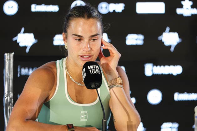 April 27, 2026, Madrid, Madrid, Spain: Aryna Sabalenka of Belarus attends her press conference, PK, Pressekonferenz during the Mutua Madrid Open 2026, ATP, Tennis Herren Masters 1000 and WTA, Tennis Damen 1000, at La Caja Magica on April 27, 2026 in Madrid, Spain. Madrid Spain - ZUMAa181 20260427_zaa_a181_181 Copyright: xIrinaxR.xHipolitox