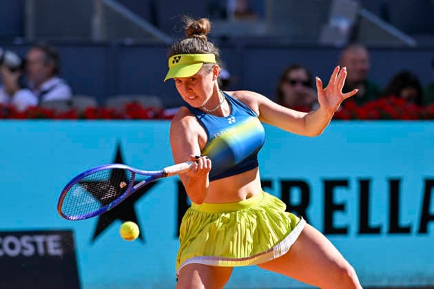 April 27, 2026, Madrid, Madrid, Spain: LINDA NOSKOVA of czech republic †YONEX during the Mutua Madrid Open 2026, ATP, Tennis Herren Masters 1000 and WTA, Tennis Damen 1000 tennis tournament, celebrated at Caja Magica on April 26, 2026 in Madrid, Spain. Madrid Spain - ZUMAc312 20260427_zsp_c312_305 Copyright: xOscarxManuelxSanchezx