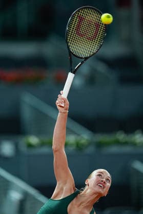 April 27, 2026, Madrid, Madrid, Spain: Anastasia Potapova of Austria in action against Elena Rybakina of Kazakhstan during the Mutua Madrid Open 2026, ATP, Tennis Herren Masters 1000 and WTA, Tennis Damen 1000, at La Caja Magica on April 27, 2026 in Madrid, Spain. Mutua Madrid Open 2026 - Day 8 - ZUMAa181 20260427_zaa_a181_613 Copyright: xDennisxAgyemanx
