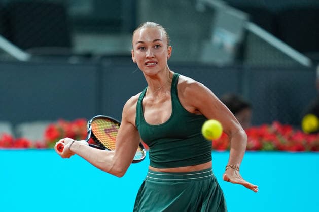 April 27, 2026, Madrid, Madrid, Spain: Anastasia Potapova of Austria in action against Elena Rybakina of Kazakhstan during the Mutua Madrid Open 2026, ATP, Tennis Herren Masters 1000 and WTA, Tennis Damen 1000, at La Caja Magica on April 27, 2026 in Madrid, Spain. Madrid Spain - ZUMAa181 20260427_zaa_a181_915 Copyright: xDennisxAgyemanx