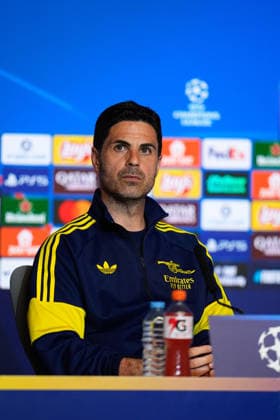 April 28, 2026, Madrid, Madrid, Spain: Mikel Arteta, head coach of Arsenal FC, attends his press conference, PK, Pressekonferenz ahead of their UEFA Champions League 2025 26 match against Atletico de Madrid at Riyadh Air Metropolitano on April 28, 2026, in Madrid, Spain. Arsenal FC Press Conference - UEFA Champions League 2025 26 - ZUMAa181 20260428_zaa_a181_327 Copyright: xDennisxAgyemanx