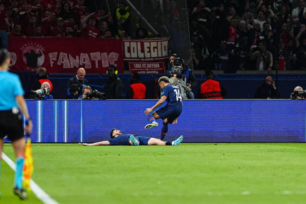 Goal celebration after scoring 4 2 Khvicha Kvaratskhelia Paris St Germain, 07 FRA, Paris St Germain vs FC Bayern Munich, Football, UEFA Champions League, Semi-final, 2025 2026 season, 28 04 2026 FRA, Paris St Germain vs FC Bayern Munich, Football, UEFA Champions League, Semi-final, 2025 2026 season, 28 04 2026 Paris Copyright: xEibner-Pressefoto MarcelxvonxFehrnx EP_MFN