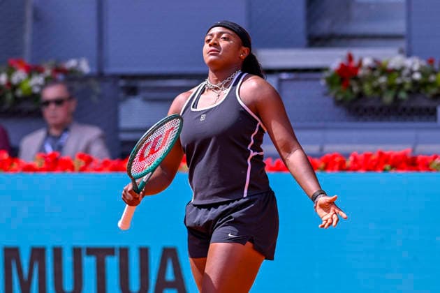 April 30, 2026, Madrid, Madrid, Spain: HALLEY BAPTISTE of united states during the Mutua Madrid Open 2026, ATP, Tennis Herren Masters 1000 and WTA, Tennis Damen 1000 tennis tournament, celebrated at Caja Magica on April 30, 2026 in Madrid, Spain. Mutua Madrid Open 2026 - Day 11 (04.30.26) - ZUMAc312 20260430_zsp_c312_207 Copyright: xOscarxManuelxSanchezx