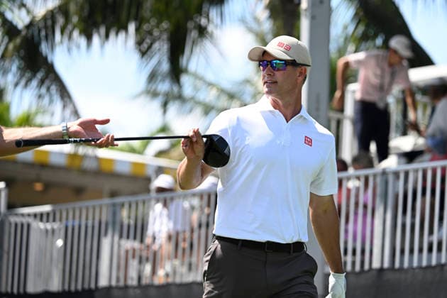 April 30, 2026, Doral, Florida, USA: April 30, 2026, Doral, Florida, USA-Adam Scott of Australia, plays the first tee, during the first round of the Cadillac Championship 2026 at Trump National Doral Miami on April 30, 2026 in Doral, Florida Doral USA - ZUMAsd3_ 20260430_znp_sd3_017 Copyright: xMichelexEvexSandbergx