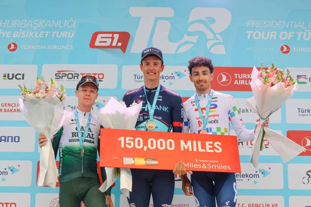 The 61st Presidential Cycling Tour of Turkiye (TUR 2026) has officially begun, starting with its opening stage in the coastal town of Cesme, Izmir. Held under the auspices of the Presidency of the Republic of Türkiye, this prestigious UCI ProSeries race brings together 23 teams and 161 world-class cyclists to compete over eight days, from April 26 to May 3, 2026...The 2026 edition unfolds across routes showcasing some of Türkiye s most striking landscapes. Starting in Cesme, the race follows the Aegean and Mediterranean coastlines, covering stages through Antalya and the southern shores before concluding in the capital, Ankara. Beyond sporting competition, the tour plays a key role in promoting Türkiye s natural and cultural richness on a global stage..This year, the race consists of 8 stages covering approximately 1,200 kilometers. Nearly 20 teams and over 150 riders from around the world are competing, under the coordination of the Turkish Cycling Federation..With the first three stages completed, the pace in the peloton has intensified and the general classification has begun to take shape. Sprint finishes and technically demanding routes have stood out, with the third stage drawing attention for its high tempo and dramatic finale..The third stage of the 61st Presidential Cycling Tour of Türkiye (TUR 2026) was won by Colombian rider Ivan Ramiro Sosa of Equipo Kern Pharma. Covering the 132.7-kilometer Marmaris-Kıran route, Sosa finished in 3 hours, 40 minutes, and 25 seconds. In the summit finish, Australian rider Sebastian Berwick of Caja Rural-Seguros RGA placed second, while French rider Nicolas Breuillard of TotalEnergies finished third..As the race progresses, challenging climbs and critical time gaps are expected to further heighten the excitement. The tour continues to deliver a compelling blend of elite competition and global vis Copyright: RizaxOzel 19081590