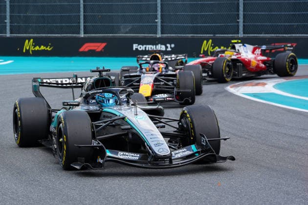 George Russell Mercedes AMG Petronas F1 Team, Great Britain, 63 USA, Formula 1 World Championship, Miami Grand Prix, Miami International Autodrome, Miami Gardens, sprint race, 2026 season, 02 05 2026 USA, Formula 1 World Championship, Miami Grand Prix, Miami International Autodrome, Miami Gardens, sprint race, 2026 season, 02 05 2026 Miami Gardens Copyright: xEibner-Pressefoto ScottxColemanx EP_SCN